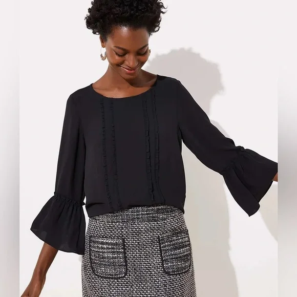 LOFT Ruffle Bell Sleeve Blouse - Picture 1 of 7